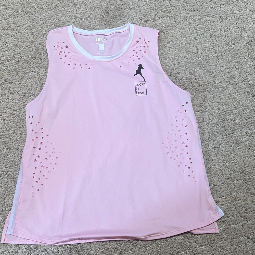 Lucky in Love Women's Light Pink Star Tank Top